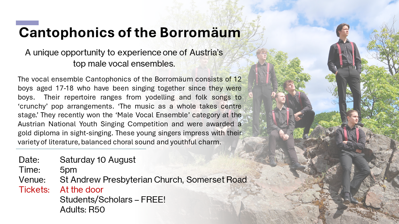 Cantaphonics of the Borromäum – 10 August, Cape Town